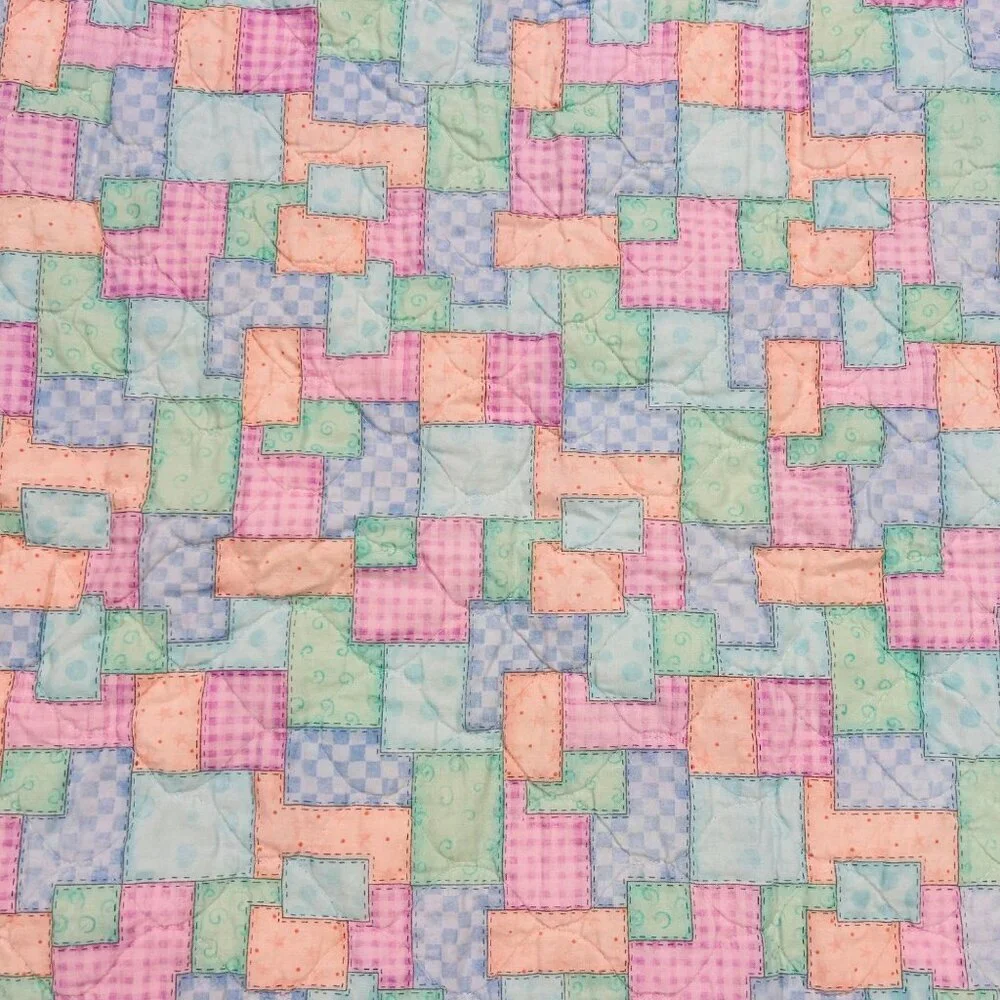 Vtg Noah’s Ark Baby Quilt Pigs Fly Puzzle Piece Bedroom
